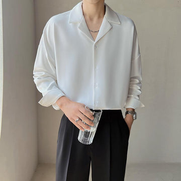Men’s Fashion Solid Color Long Sleeve Shirt – Casual Smart Slim Fit Dress Shirt