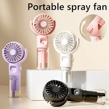 Portable Handheld Spray Fan – 4-Speed USB Mist Fan for Summer Cooling | Mini Outdoor Rechargeable Fan