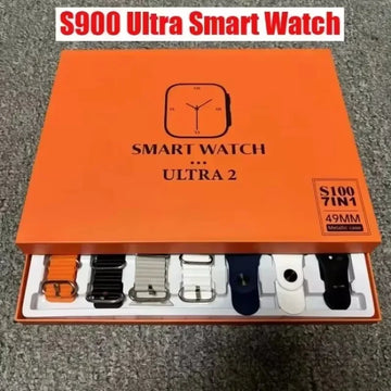 2025 New S900 Ultra Smartwatch – 2.2” HD AMOLED Circular Screen with 7 Straps & Protective Case