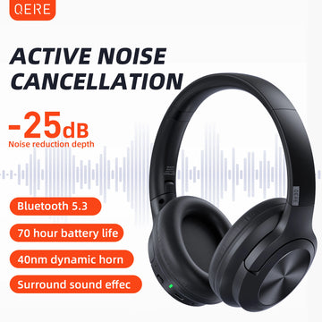 QERE E80 Wireless Headphones Bluetooth 5.3 – ANC Noise Cancelling Over-Ear Headset with Hi-Res Audio