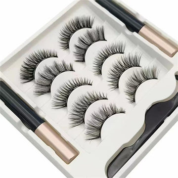 5 Pairs Magnetic Eyelashes Set with Eyeliner & Tweezers – 3D Mink Natural False Lashes