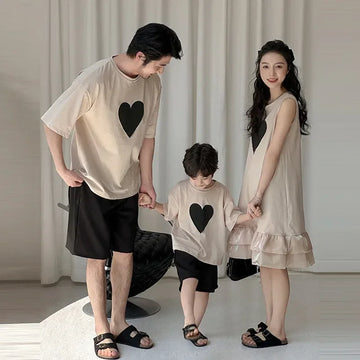 Parent-Child Matching Hearts Clothes – Family Dad, Son, Mom, Daughter & Sibling T-Shirts and Dresses