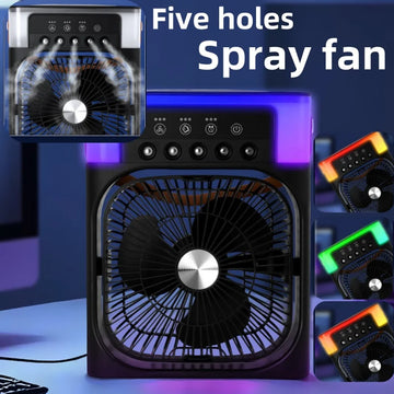 3-in-1 Portable Air Conditioner Fan – USB Electric Fan, LED Night Light, Humidifier & Desktop Air Cooler