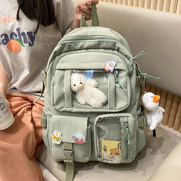 New Korean Large Capacity Kawaii Backpack – Waterproof School & Travel Bag for Teen Girls