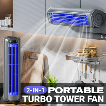 Portable Tower Air Conditioner Fan – 2000mAh Quiet USB Rechargeable Desktop & Wall Fan