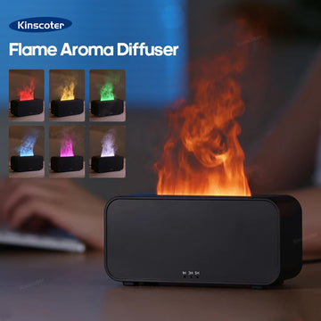 New Mini Aroma Diffuser & Ultrasonic Cool Mist Humidifier – LED Essential Oil Flame Lamp