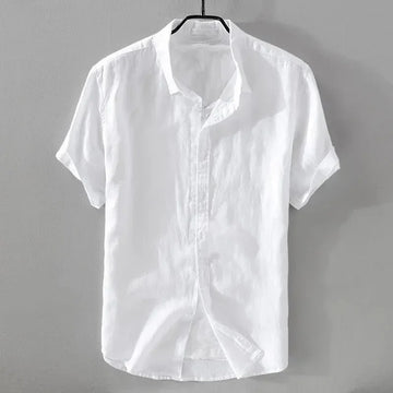 Men's Short Sleeve Linen Shirt β Casual Retro Loose Fit Youth Cotton Blend Summer Top