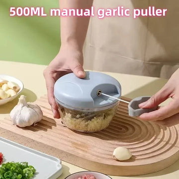 500ML Manual Meat Mincer & Garlic Chopper – Rotate Garlic Press & Vegetable Cutter