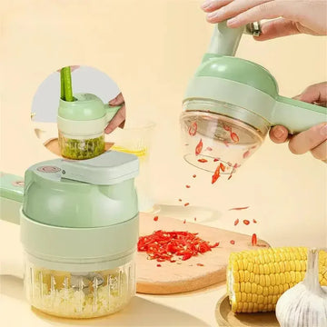 4-in-1 Wireless Electric Vegetable Cutter Set – Garlic Masher, Food Chopper & Meat Grinder