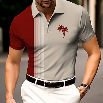 Men's Striped Polo T-Shirt – 3D Print Summer Short Sleeve Casual Beachwear (Up to 6XL)