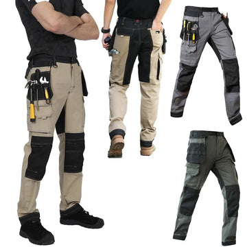 Men’s Cargo Workwear Pants – Multi-Pocket Outdoor Hiking Joggers with Knee Pads