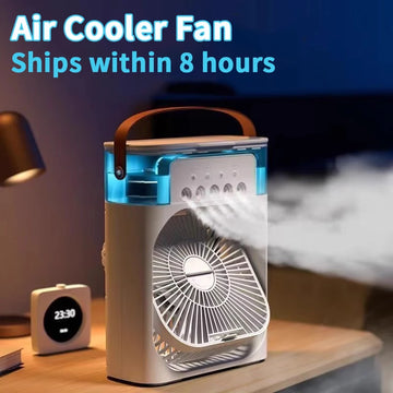 3-in-1 Mini Air Conditioner Fan – Portable Air Cooler with LED Night Light & Humidifier