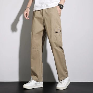 Oversized Men's Cotton Cargo Pants – Relaxed Fit Drawstring Trousers for Casual & Workwear