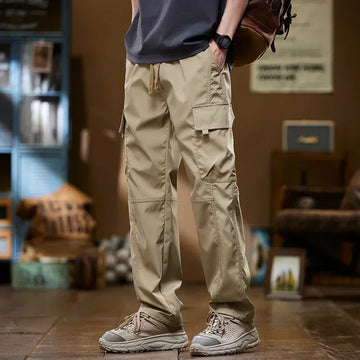 Men's Cargo Pants Multi Pockets – Outdoor Hiking Casual Drawstring Korean Fashion