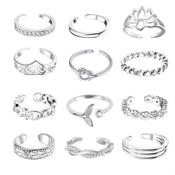 12pcs Alloy Toe Ring Set for Women – Open Toe Rings Beach Foot Accessories