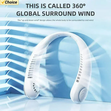 Portable Mini Bladeless Neck Fan β USB Wearable Air Cooler for Outdoor Travel & Sports