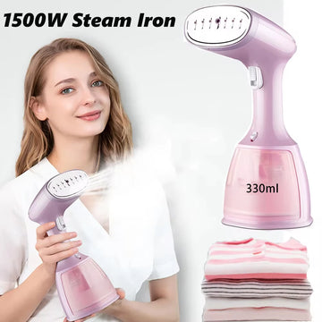 1500W Handheld Garment Steamer – 330ml Portable Fabric Steam Iron for Home & Travel