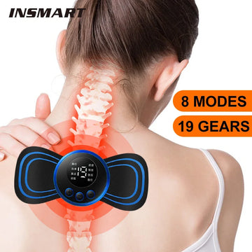 Mini Electric Neck Massager – EMS Cervical Massage Patch with 8 Modes for Pain Relief & Relaxation