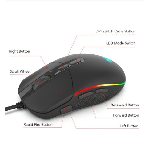 Ergonomic RGB Gaming Mouse – Adjustable DPI Wired/Wireless