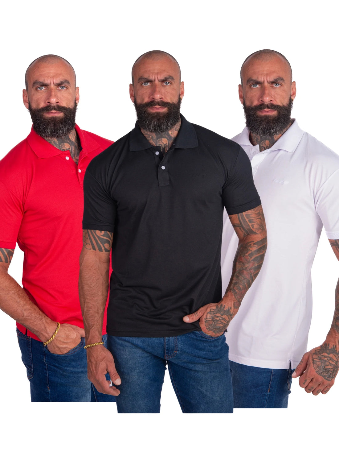 Kit of 3 Men's Casual Polo Shirts – Classic Short Sleeve Breathable Cotton Polos for Everyday Wear
