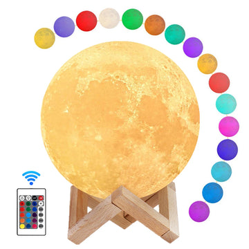 3D Printed Moon Lamp – Rechargeable LED Night Light for Bedroom & Desk