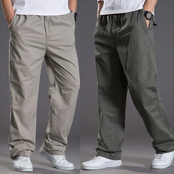 Men's Casual Cotton Cargo Pants – Loose Fit Elastic Waist Work Trousers, Super Large Size Up to 6XL