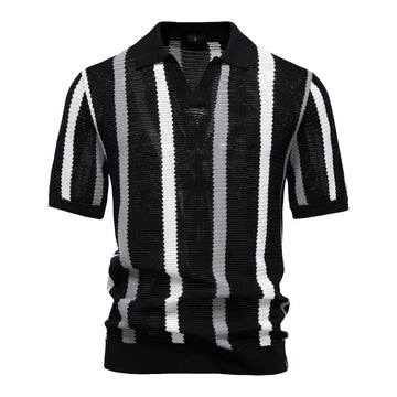 Breathable Hollow Men's Short-sleeved Polo Shirt Sweater