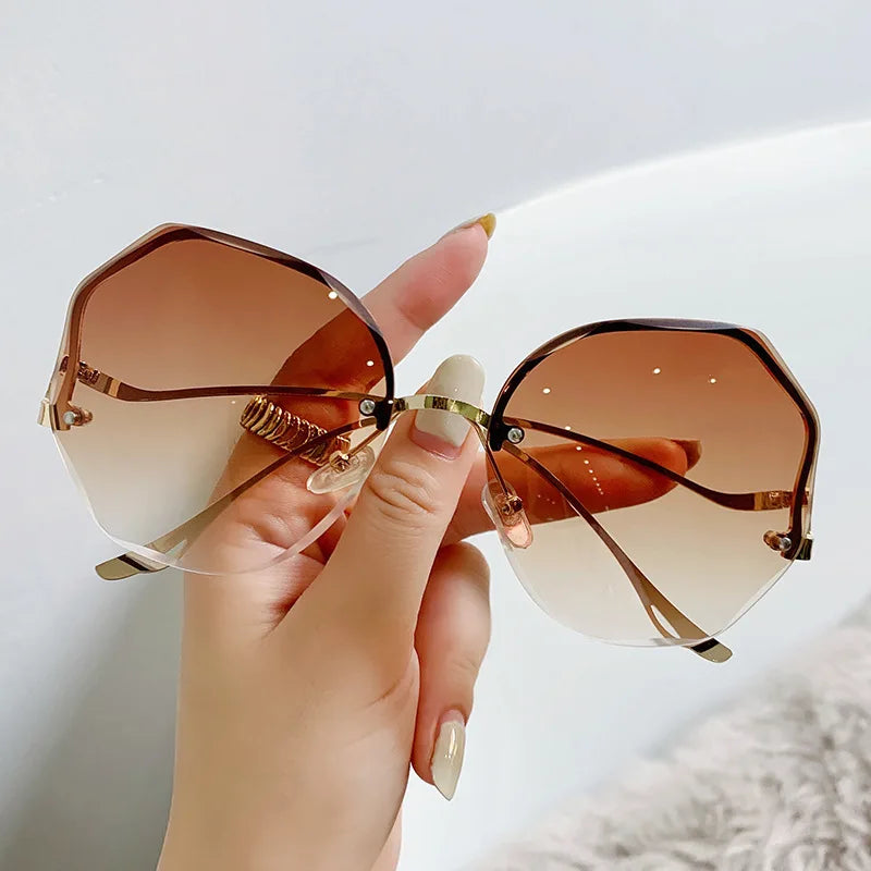 2023 Exquisite Borderless Trim Sunglasses – Retro Gradient Unisex Cycling & Mountaineering Glasses
