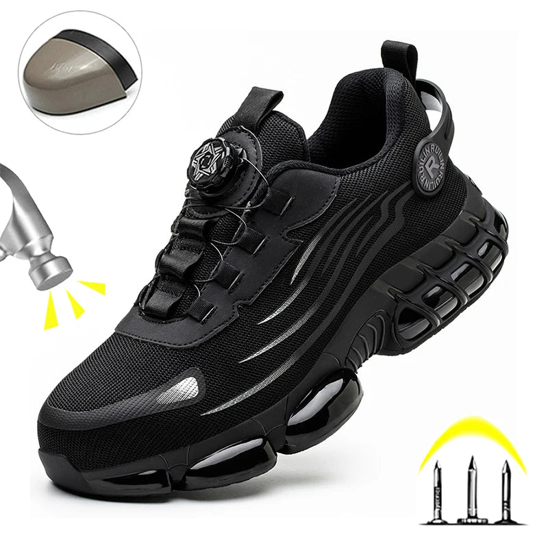 Indestructible Steel Toe Safety Shoes – Men's Slip & Abrasion Resistant Work Sneakers