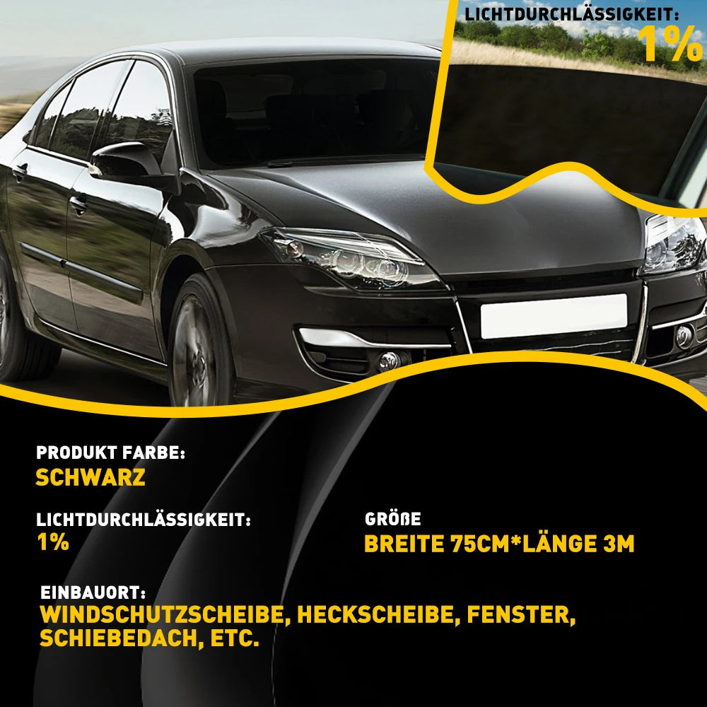Car Window Tint Film 75x3m – 1%, 5%, 15%, 20%, 25%, 35% VLT Black Glass Sticker