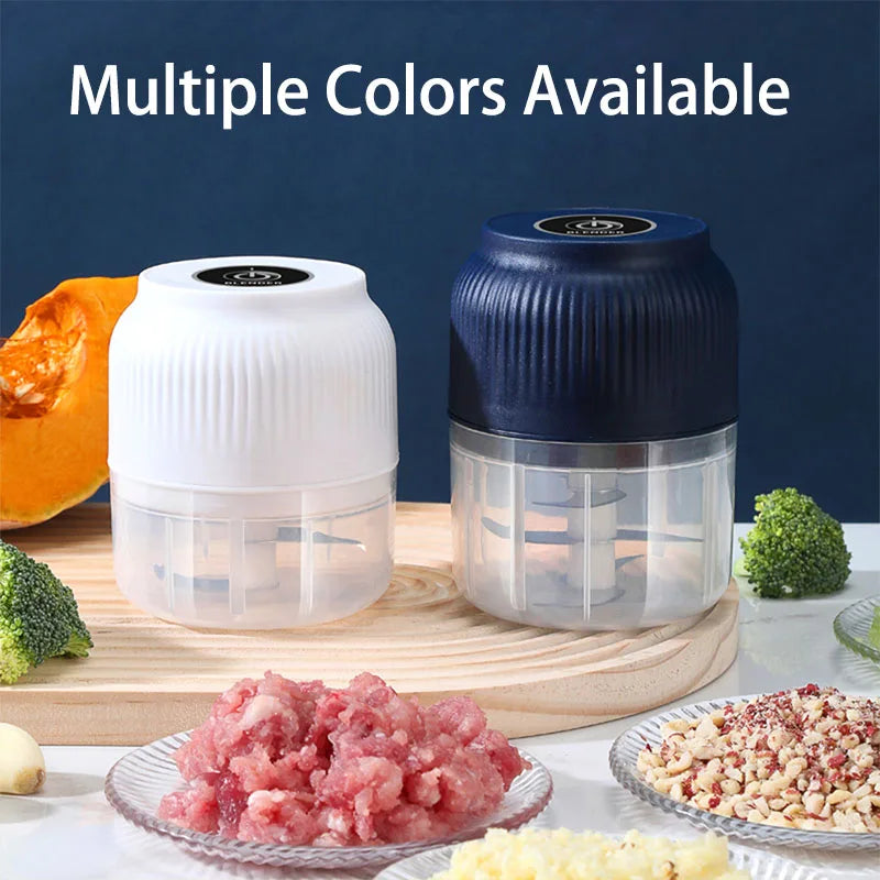 250ml Mini Wireless USB Rechargeable Electric Vegetable Chopper – Garlic Crusher