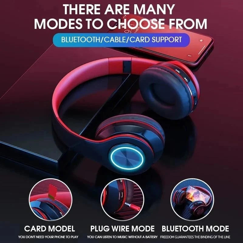 Wireless Bluetooth 5.0 Headphones – Foldable On-Ear Stereo Headset with Microphone for Sports & Gaming