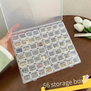 56 Slot Jewelry Storage Box – Detachable Transparent Containers for Beads & Nail Art Tools