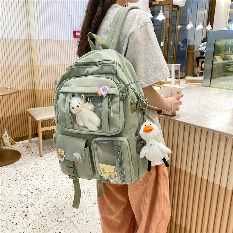 New Korean Large Capacity Kawaii Backpack – Waterproof School & Travel Bag for Teen Girls