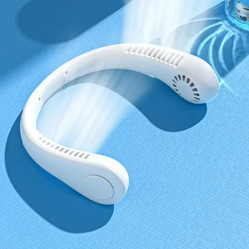 Portable Mini Bladeless Neck Fan – USB Wearable Air Cooler for Outdoor Travel & Sports
