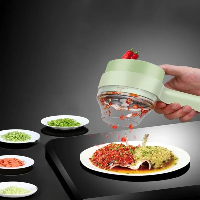 4-in-1 Wireless Electric Vegetable Cutter Set – Garlic Masher, Food Chopper & Meat Grinder