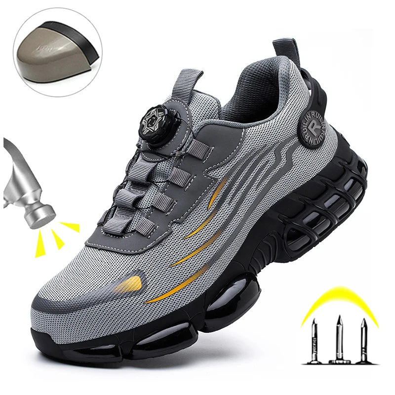Indestructible Steel Toe Safety Shoes – Men's Slip & Abrasion Resistant Work Sneakers