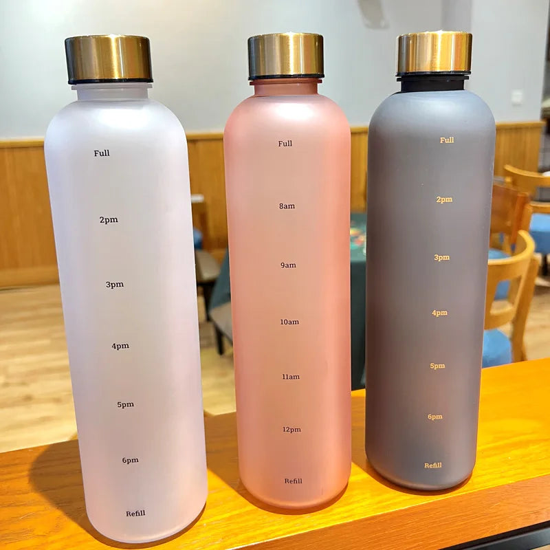 1L Motivational Water Bottle with Time Marker – Leakproof & Reusable Fitness Bottle
