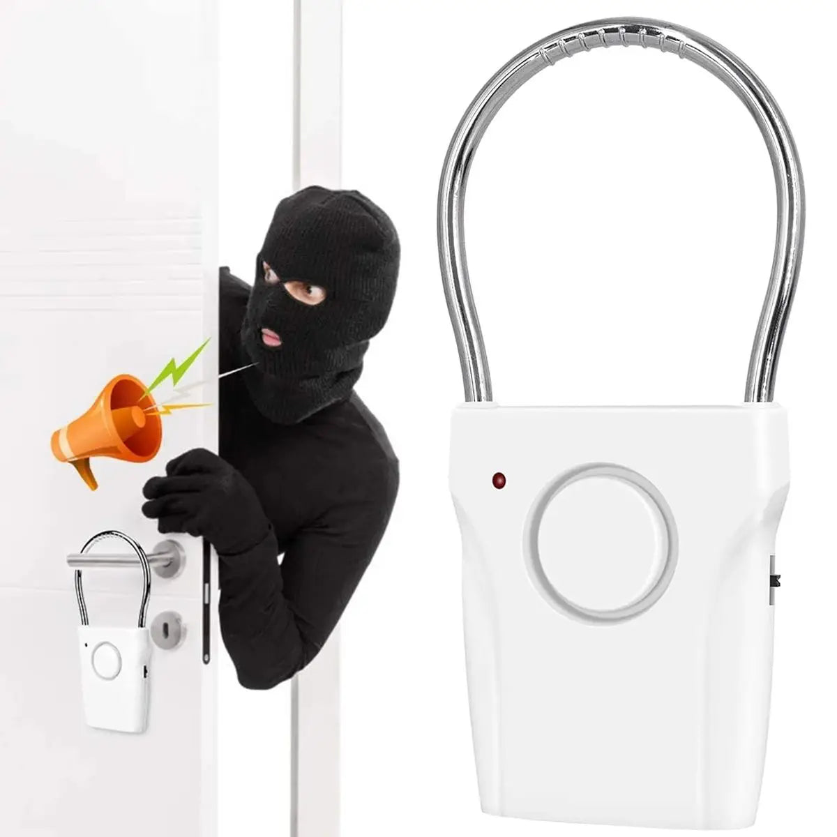 Door Handle Alarm 110dB – Adjustable Battery-Operated Security Alarm for Travel & Hotel