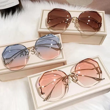 2023 Exquisite Borderless Trim Sunglasses – Retro Gradient Unisex Cycling & Mountaineering Glasses