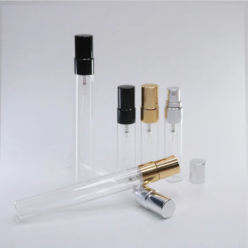 10pcs Clear Glass Perfume Spray Bottles – 5ml/10ml Refillable Portable Metal Atomizer Set