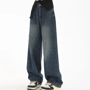 Women's High Waist Wide Leg Jeans – Y2K 2000s Loose Fit Casual Denim Trousers
