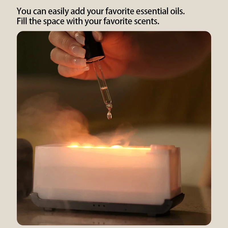 New Mini Aroma Diffuser & Ultrasonic Cool Mist Humidifier – LED Essential Oil Flame Lamp