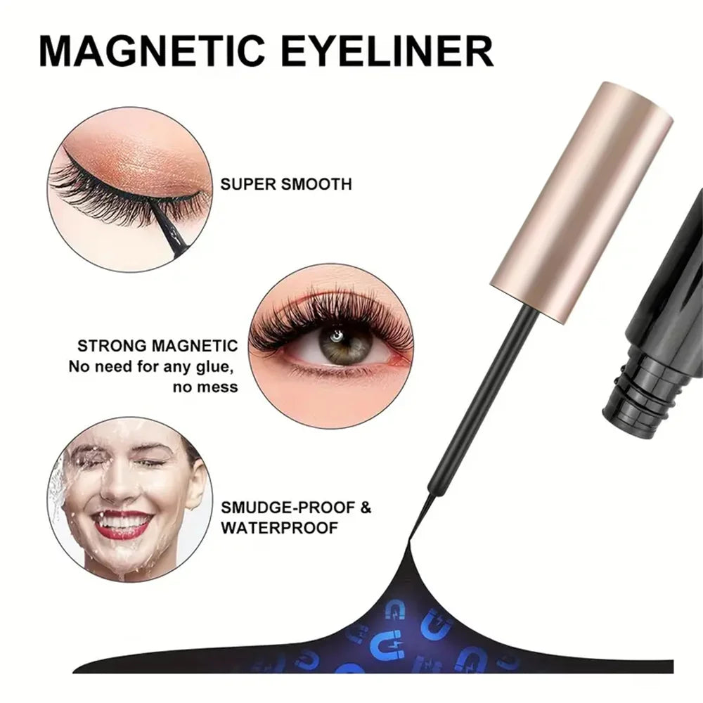 Magnetic Eyelashes with Eyeliner Kit – 5 Pairs Natural Looking, Glue-Free False Lashes Set