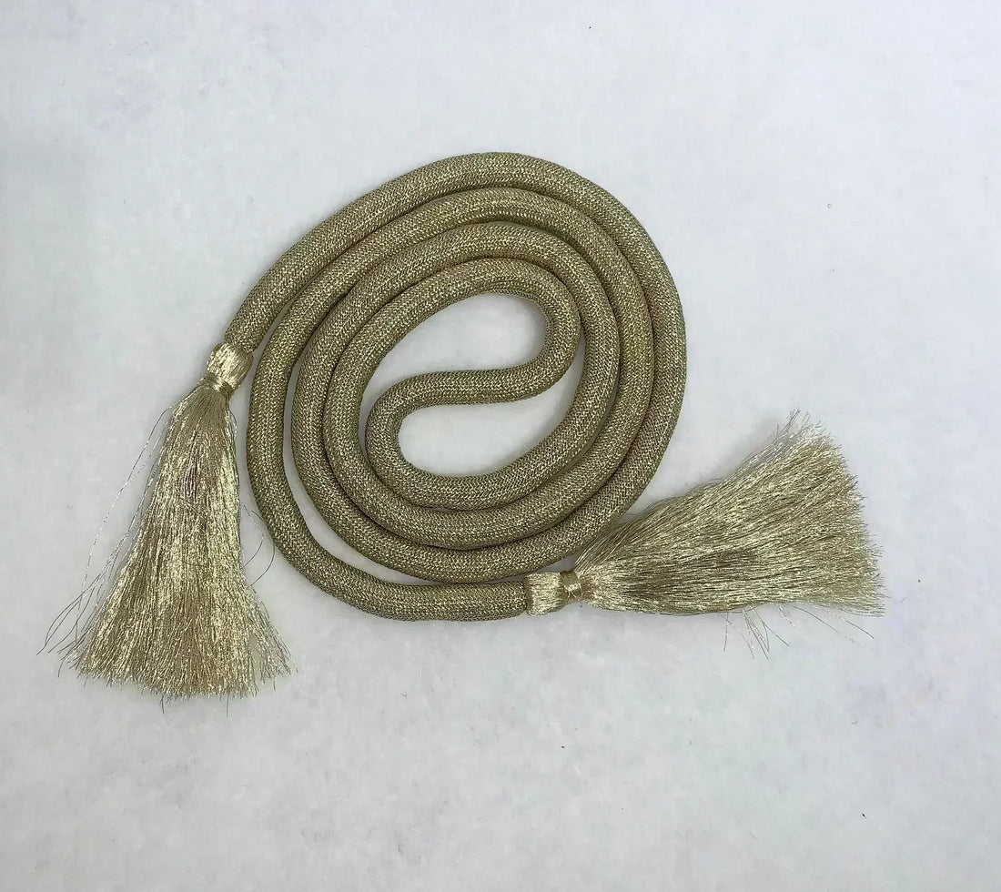 Gold Silk Tassel Waistband Belt – Elegant 180cm Waist Rope for Abaya & Dresses
