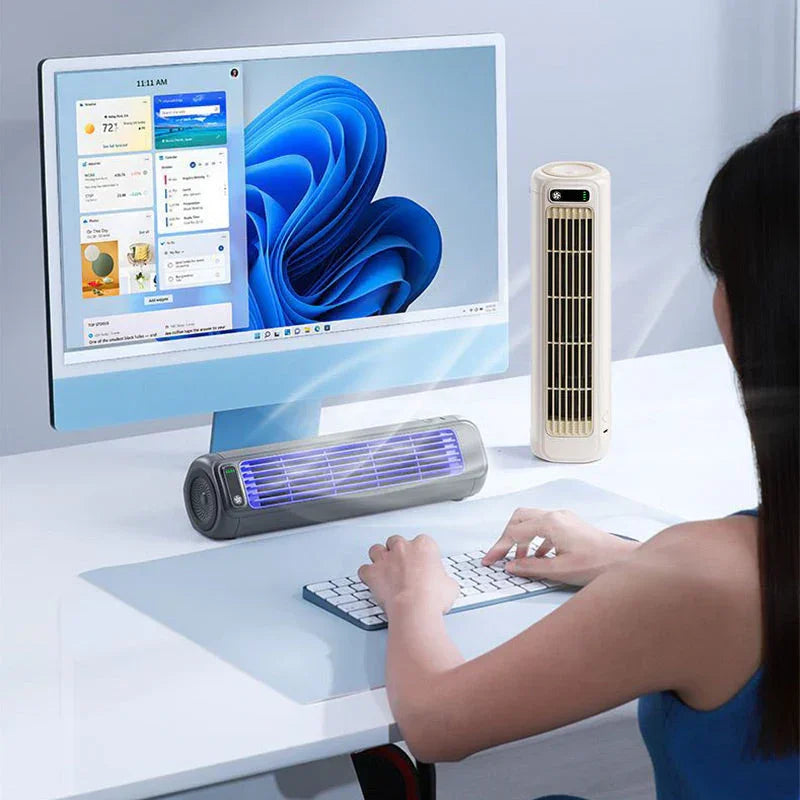 Portable Tower Air Conditioner Fan – 2000mAh Quiet USB Rechargeable Desktop & Wall Fan