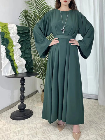 Muslim Abaya Kaftan Prayer Dress for Women – Full Sleeve Islamic Robe with Belt