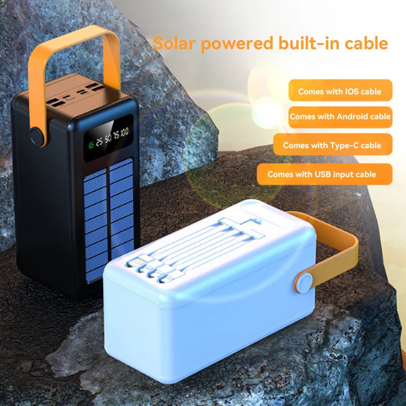 Xiaomi 100000mAh Solar Power Bank – Outdoor Camping Light with Detachable 4-in-1 Charging Cable