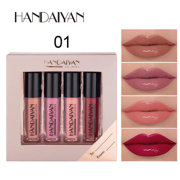 HANDAIYAN 4-Piece Matte Velvet Lip Gloss Set – NonStick Long-lasting Liquid Lipstick