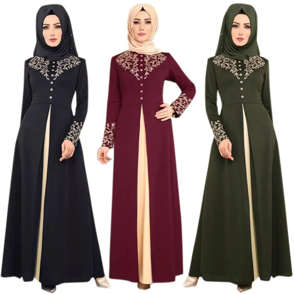 Elegant Women's Muslim Dress – Dubai & Turkey Fashion Abaya with Appliques